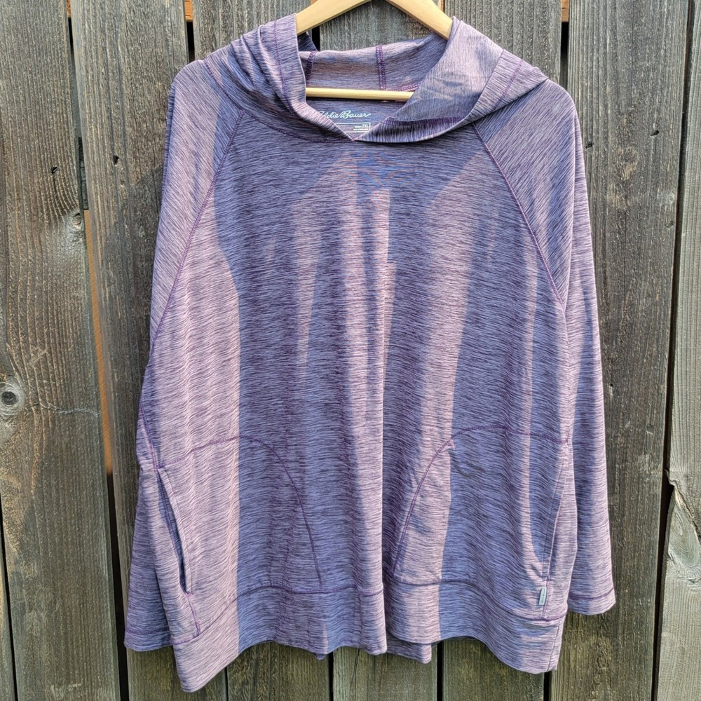 Eddie Bauer Womens 2XL Purple Space Dye Lightweight Performance Hoodie Pullover